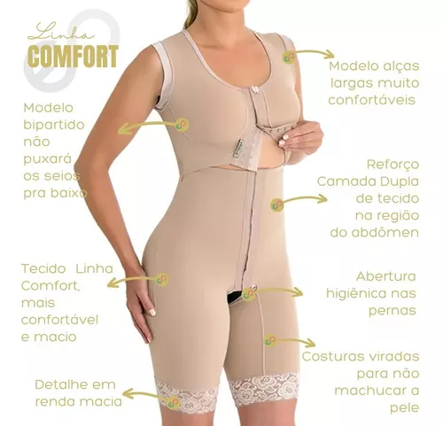 Cinta Pós Cirúrgica Bipartida Regata Shorts Confort Mabella