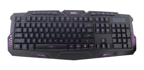 Teclado gamer Exbom BK-G35 QWERTY português brasil de cor preto com luz 3 cores