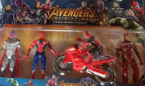 Blister Muñecos Spiderman Con Moto Hulk Con Luz X 4