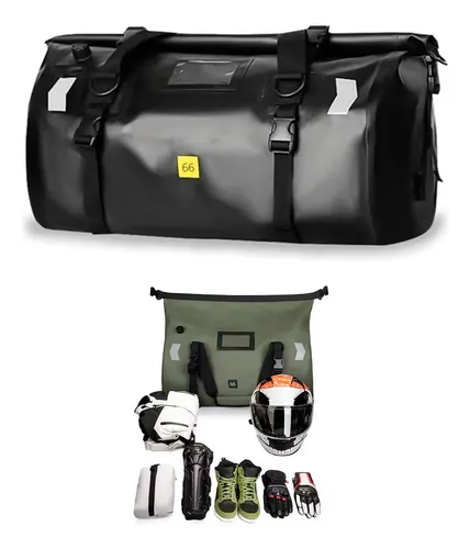 Bolso Impermeable Trasero Para Moto Mochila 66 Lts Viaje Color Negro
