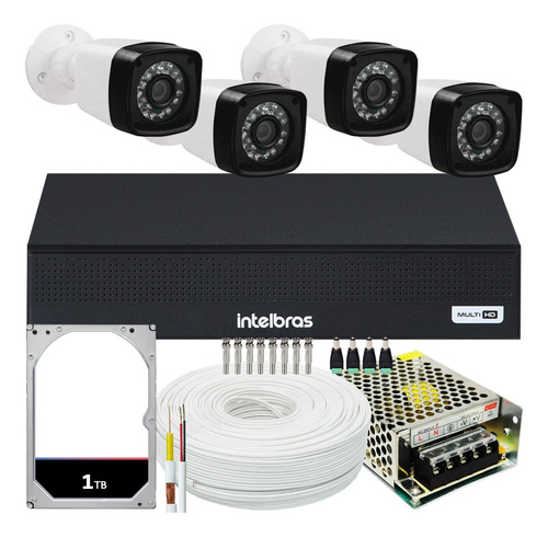 Kit 4 Cameras Seguranca 2 Mp Full Hd Dvr Intelbras 1008 1 Tb
