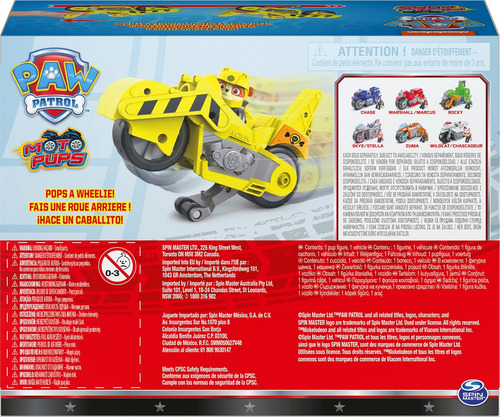 A Motocicleta Moto Pups Paw Patrol Con Figura De Rubble