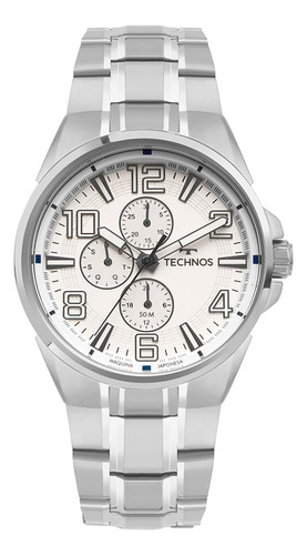 Relógio Technos Masculino Skymaster Prata - 6p27dut/1b Bisel Branco