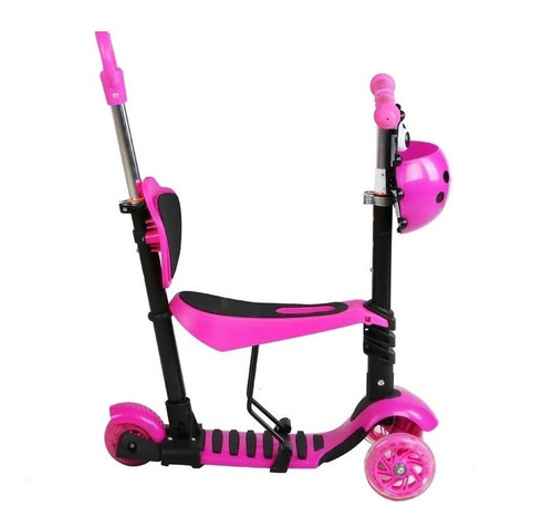 Imagen 3 de 5 de Patineta Scooter 3 En 1 Infantil Asiento Gt-4110b Rosado