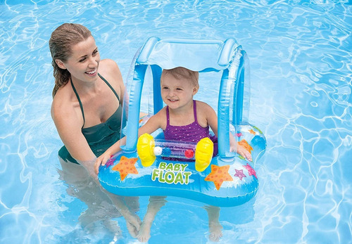 Imagen 2 de 4 de Flotador Inflable Andadera Con Techo Para Bebe Para Alberca