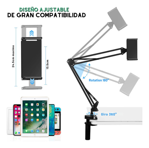 Soprote Brazo Articulado Para Celu Tablet Para Grabar Videos