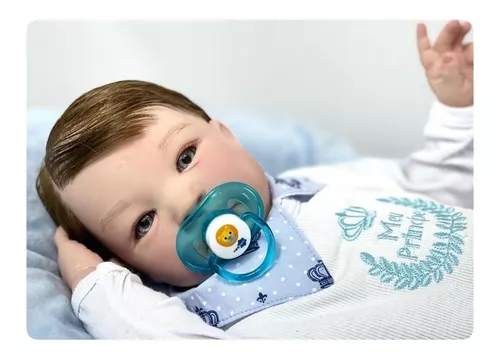 Bebê Reborn Menino Realista Muito Fofo com Enxoval e Chupeta