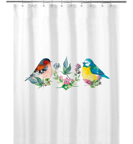 Cortina De Baño Pájaros Guatones - Tuyo Print -100% Algodón