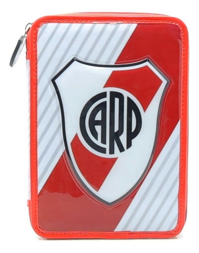 Cartuchera River Plate 1 Piso Pvc Accesorios De Color Roja
