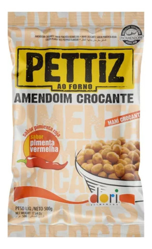 Amendoim Dori Pettiz Crocante salgado com casca assado sabor pimenta vermelha 500 g