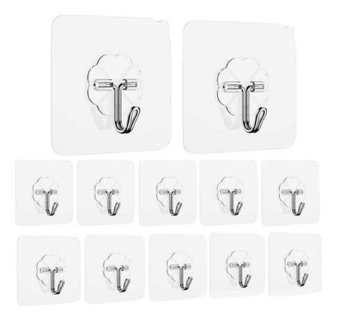 Set De 10 Ganchos Adhesivos Transparentes