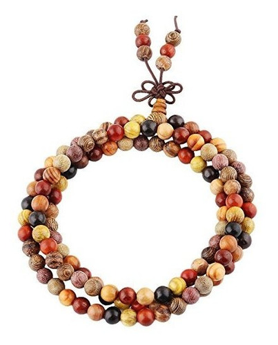 Imagen 4 de 5 de Sunyik Sándalo Mixto 108 Budista Tibetano Mala Pulsera