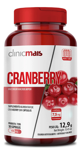 Cranberry 30 Cápsulas - Clinicmais