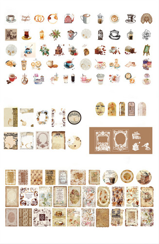 Set Sobre 200 Papeles Y Stickers Marcas Del Pasado Collage