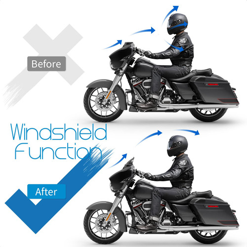 Parabrisas Ondulado Negro 23 Cm Para Harley Davidson Touring