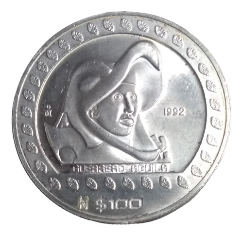 Moneda 1 Onza Plata 100 Nuevos Pesos Caballero Aguila 1992