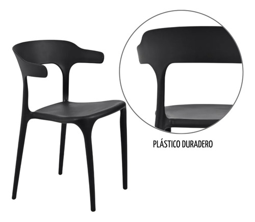 Set De 2 Sillas De Comedor Para Jardín Cardio Beat Liberty Negro Negro