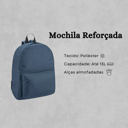 Mochila Reforçada Notebook Escola Trabalho Unissex 13l Cor Azul Desenho do tecido Lisa