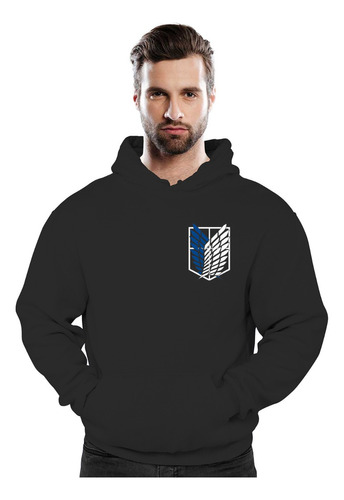 Poleron Shingeki No Kyojin/attack On Titan Scouting Azul Doble Insignia Espalda Swag Style