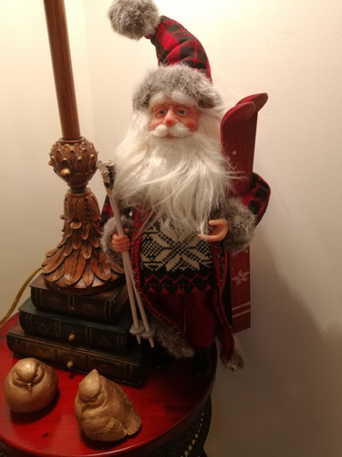 Figura De Santa Claus Con Esquís 45 Cm De Alto