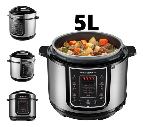 Panela Elétrica Mondial Pe-38 Inox 900w Digital 110v Inox E Preto 60hz