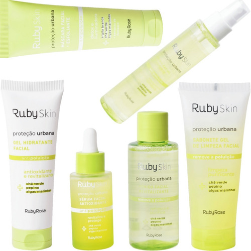 Imagem 1 de 10 de Combo Skincare Linha Facial Proteção Urbana Vegano Ruby Rose
