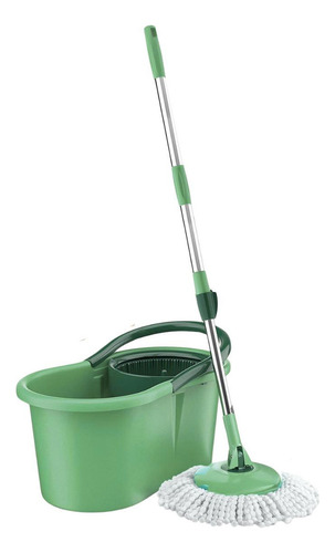 Mop Esfregão Giratório Balde Limpeza De Piso Com Uma Mão Cor Verde