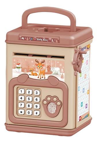 Cofrinho Infantil Auto Scroll Senha Digital Coin Bank Marrom