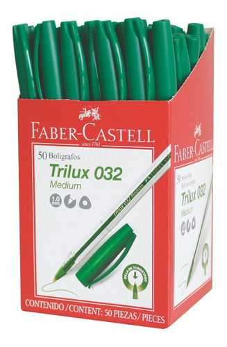 Caneta esferográfica verde Faber-castell Trilux 032 M