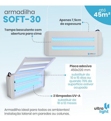 Armadilha Lateral Soft-30 Bivolt Mata Mosca Mosquitos Inseto