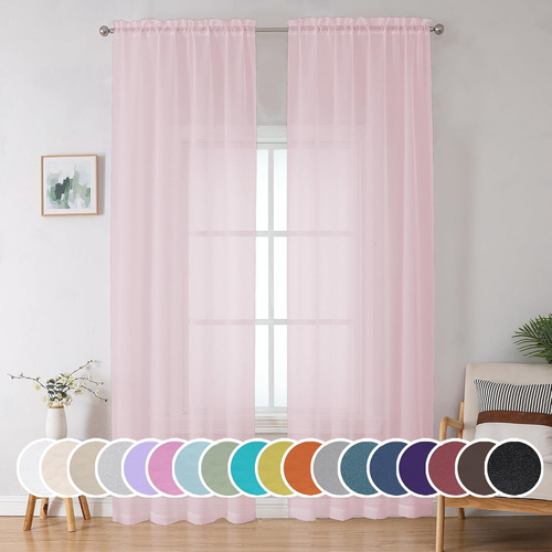 Cortinas Traslúcidas Extralargas De 242 Cm, 2 Paneles