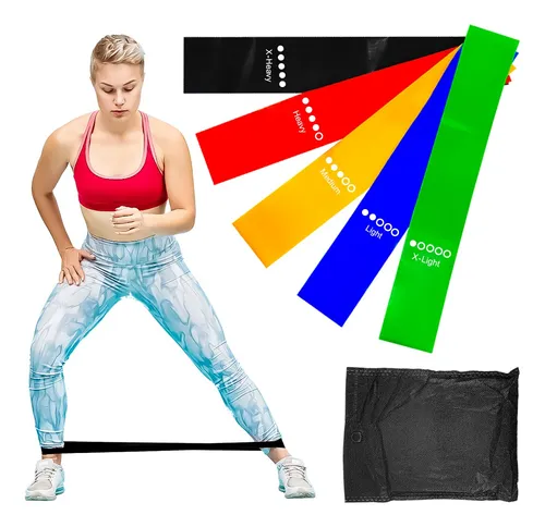 Kit 5 Mini Bands Con Bolso Resistente Fitness Ejercicio Otec Color Combo