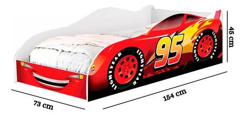 Amale Cama Infantil Carro Vermelho Colchão 150x70cm Com Proteção Juvenil