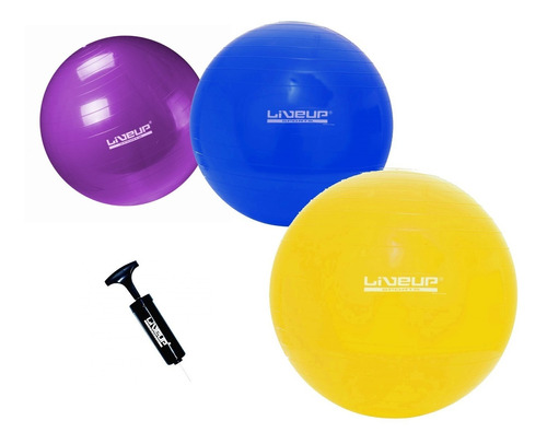 Bola Suíça De Pilates 55cm 65cm E 75cm - Kit Com 3 E Bomba