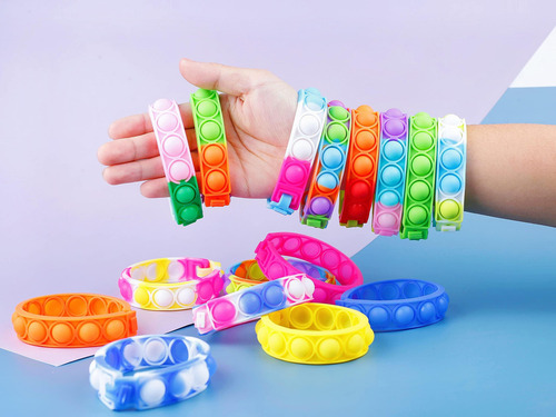 80 Pulseras Antiestrés Con Burbujas Juguetes Sensoriales Par