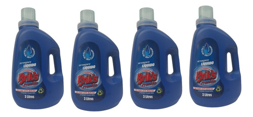 Pack 4 Detergente Briks Premium Azul 12 Lt.