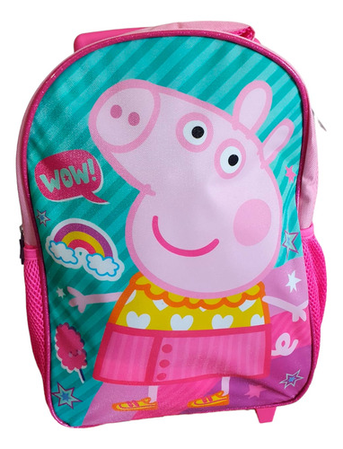 Mochila Escolar Con Ruedas Peppa Pig Niña Color Rosa