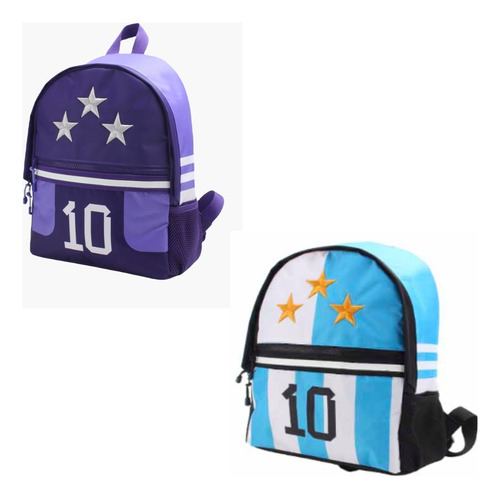 Mochila Argentina Campeon 3 Estrellas 14¨ Wabro Color Violeta Diseño De La Tela Liso Violeta Lisa