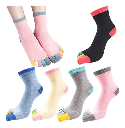 5 Pares De Calcetines Con Punta De Dedos Para Mujer, Calceti