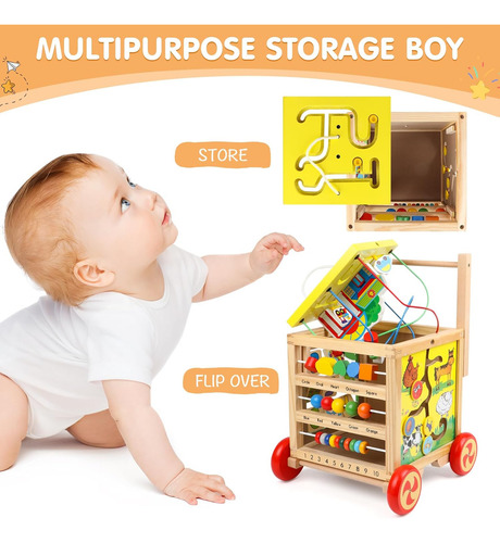 Cubo De Atividades De Madeira 6 Em 1 Montessori Toys Educati