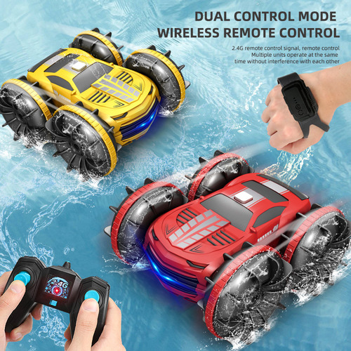 Stunt Car, Barco Anfibio 2 En 1, Gira 360° Con Led