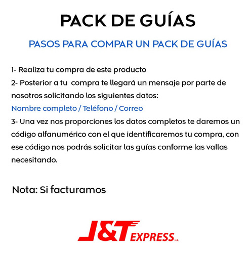 Pack 12 Guías Prepagada De J&t 29 Kg Express 2-4 Días