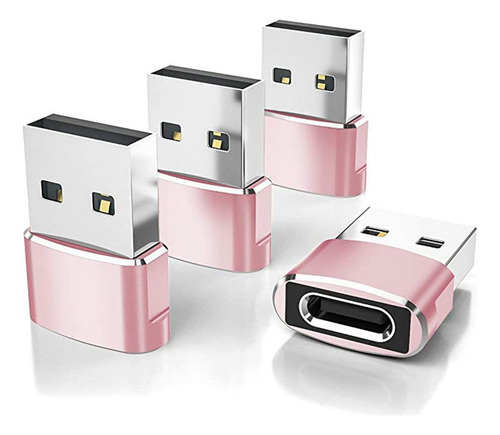 4 Convertidor Rápido De Enchufe Adaptador Tipo.1 A Usb Rosa