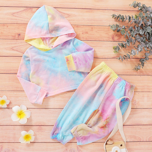 Wj Conjunto De Sudadera Con Capucha Y Pantalones Teñidos