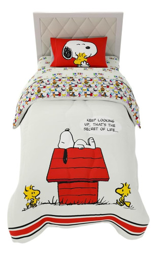 Juego De Edredón Y Sábanas, Peanuts - Snoopy, Individual