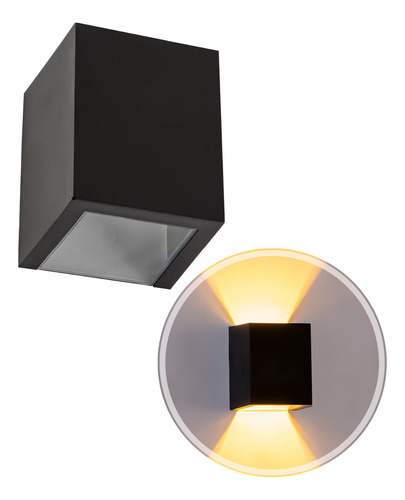 3 Arandela Efeito 2 Focos Sem Friso Box Policarbonato St1386 Estrutura Preto 127/220V