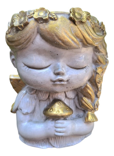 Kit Portavela Deco Angel + Vela Cera Soja Color Natural X 3 Biege- Dorado
