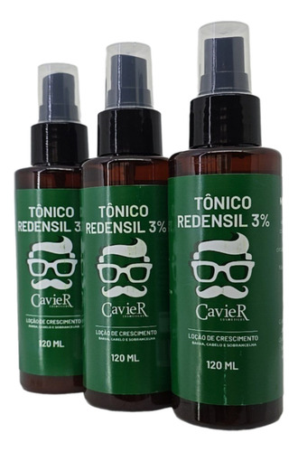 Kit 3 Tonicos Loção Crescimento 120ml Cavier Cosmeticos Fragrância Perfumada