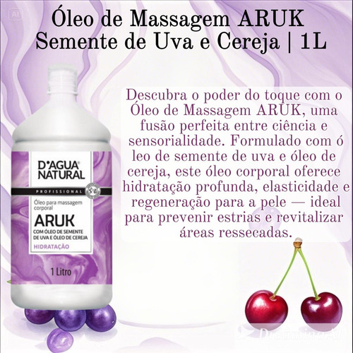Kit 3x Óleo De Massagem Aruk Semente De Uva E Cereja | 1l