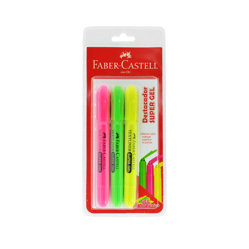 Destacadores Super Gel Faber-castell X3 Colores Color